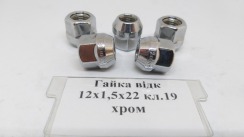 Гайка відкрита 12х1,5х22 кл.19 конус (хром)
