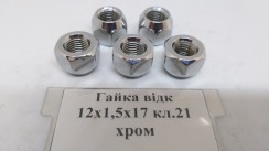 Гайка відкрита 12х1,5х17 кл.21 конус (хром)